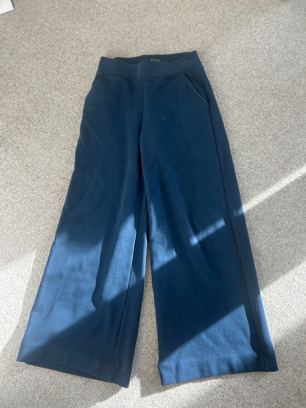 AYR The High Hopes Navy Wide Leg Pima Cotton Modal Stretch Pants Size XS